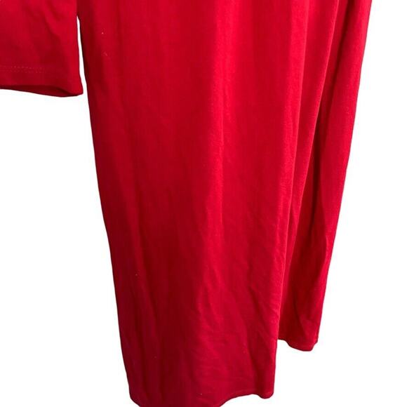 J Jill Wearever Womens Red Pleated Stretch Knit 3/4 Sleeve Above Length Dress M - Picture 4 of 16